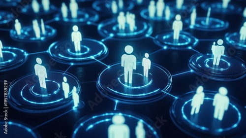 Abstract network of interconnected digital people (1)