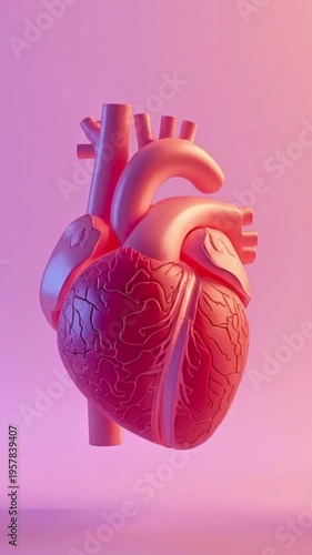 Wallpaper Mural A video showcasing a detailed 3D model of the human heart in pink Torontodigital.ca