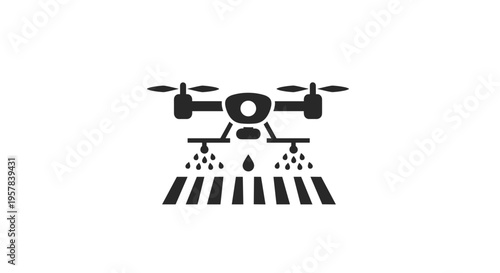 Drone Sprays Crops On Field