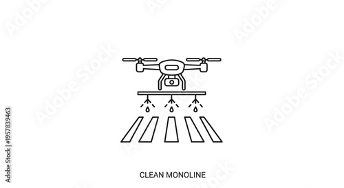 Drone Sprays Crops In Agricultural Field Modern Farming Technology