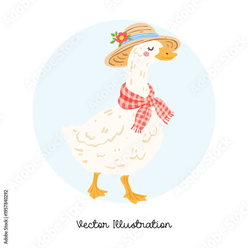 Goose With Hat Cute Farm Cottagecore Illustration