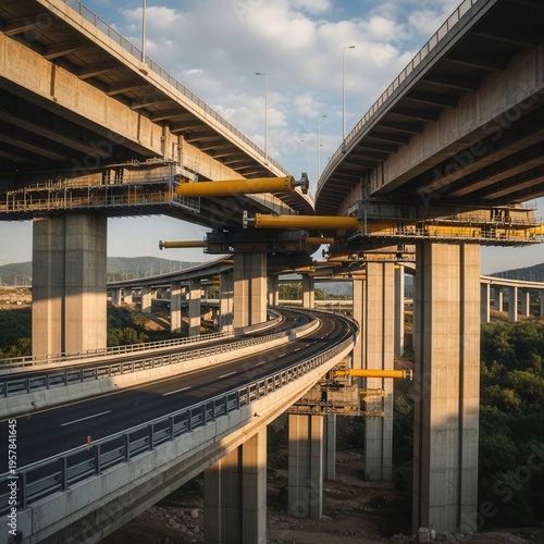 Majestic Elevated Highway Interchange Underneath Evening Sky