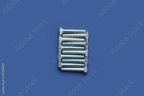 Tap bolts on blue background