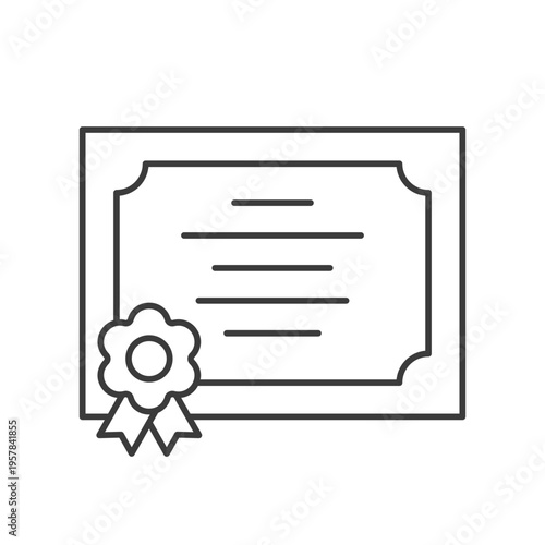 Graduation certificate icon, line art. Vector isolated illustration