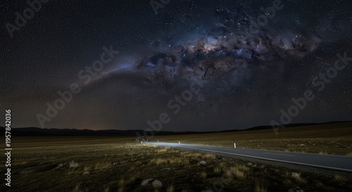 Wallpaper Mural Journey Under The Cosmic Highway The Milky Way Over An Open Road Torontodigital.ca
