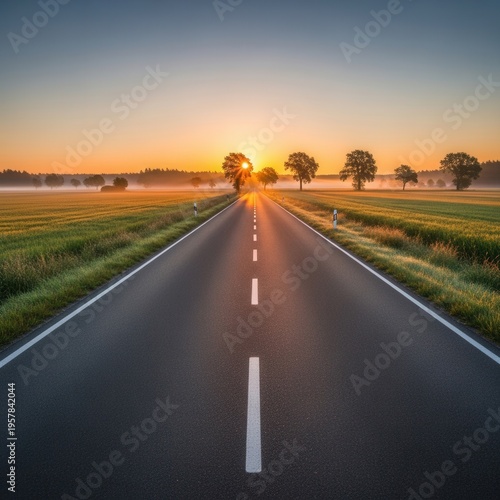 Wallpaper Mural Journey Towards The Sunrise On An Open Country Road Torontodigital.ca