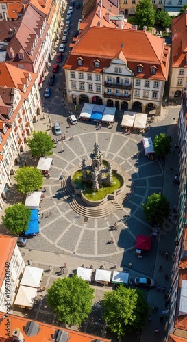 Majestic European Square From Above Capturing Historic Architecture And City Life