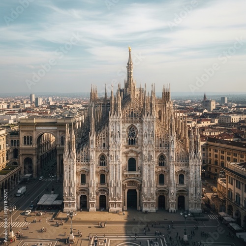 Majestic Gothic Cathedral Dominating Urban Landscape Aerial View