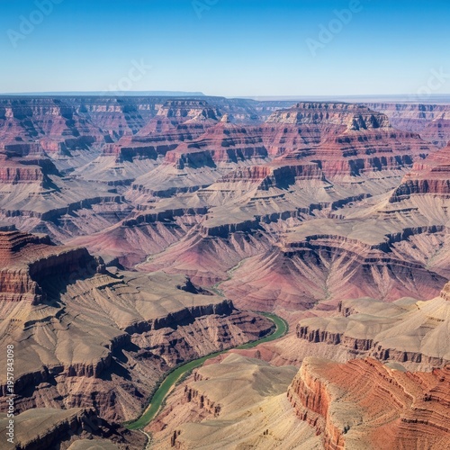 Majestic Grand Canyon Vista With Winding River Below