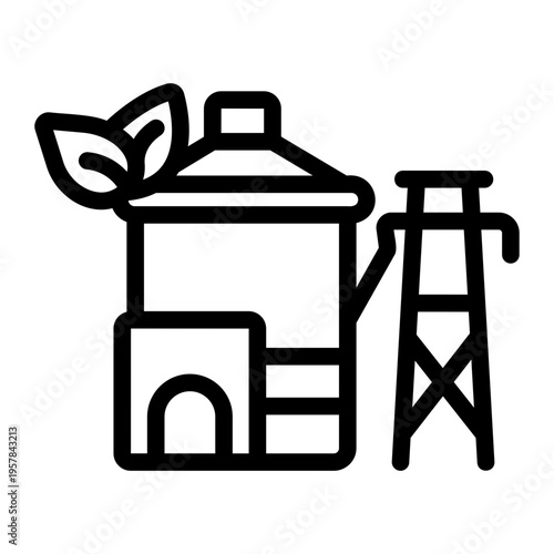Biomass power plant Line Icon