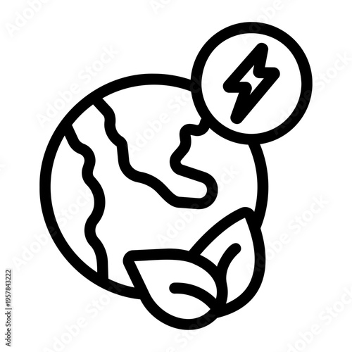 Clean planet energy Line Icon