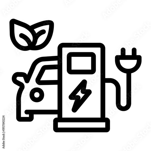 Electric car charging Line Icon