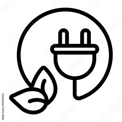 Green energy plug Line Icon