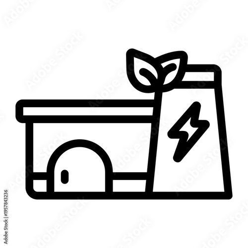 Green factory Line Icon