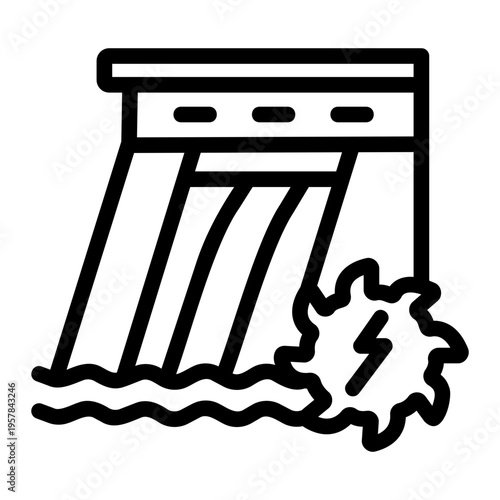 Hydropower dam Line Icon