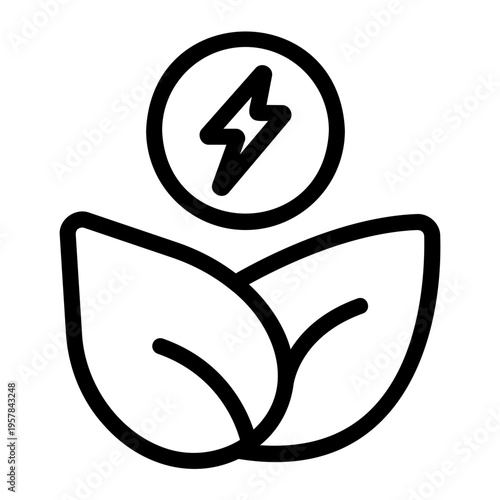 leaf with lightning Line Icon