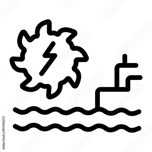 Water turbine Line Icon