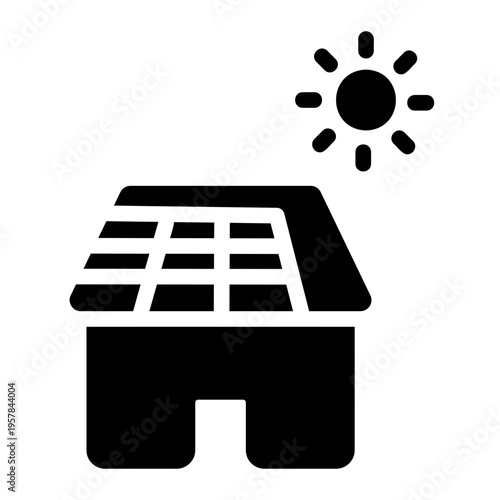 Rooftop solar house Solid icon