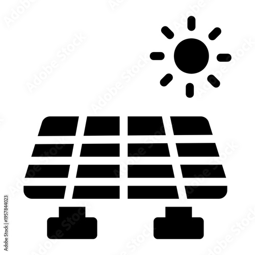 Solar panel sun Solid icon