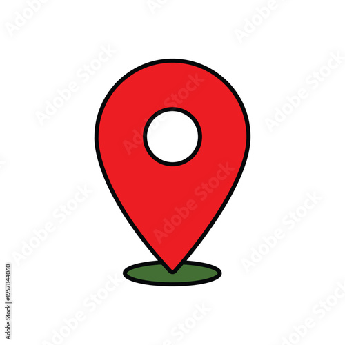 flat vector red map pointer pin icon representing location navigation and place marking on a map