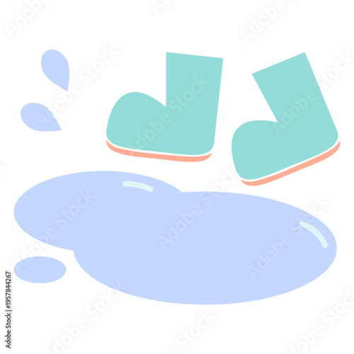 シンプルな長靴（レインブーツ）の単体イラスト｜梅雨 雨具 防水 足元 ファッション