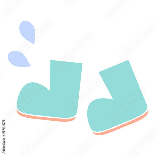 シンプルな長靴（レインブーツ）の単体イラスト｜梅雨 雨具 防水 足元 ファッション