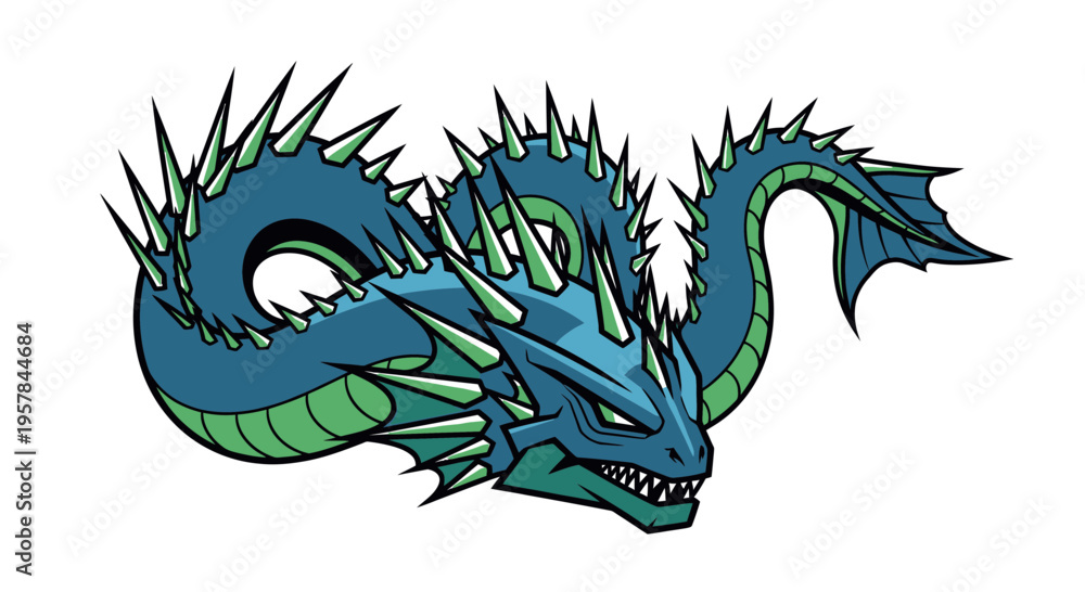 Obraz premium Fantasy dragon head with spikes.