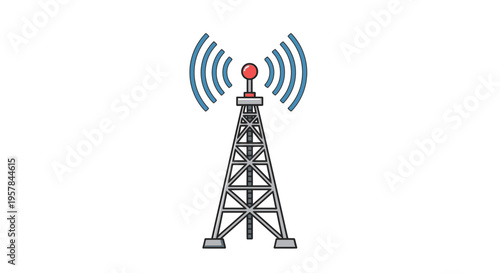 Cellular tower with signal waves emission.