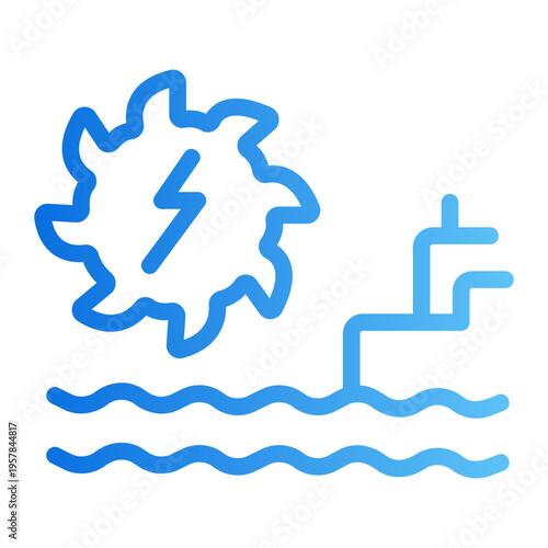 Water turbine Line Gradient Icon