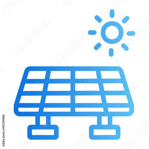 Solar panel sun Line Gradient Icon