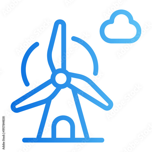 Wind turbine Line Gradient Icon