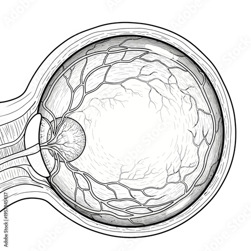 Fotografia Detailed illustration of the human eye showing the anatomy and structure in grayscale