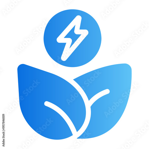 leaf with lightning Line Gradient Icon