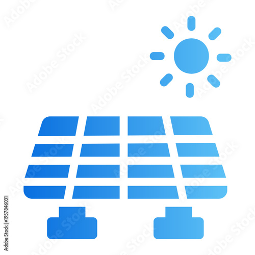 Solar panel sun Line Gradient Icon