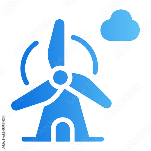 Wind turbine Line Gradient Icon