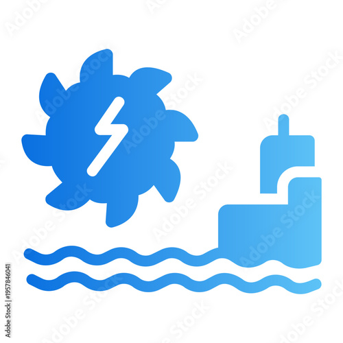 Water turbine Line Gradient Icon