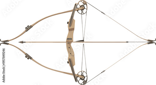 Modern compound bow archery equipment, professional hunting gear, advanced pulley system design, outdoor sports tool, precision shooting technology, composite material riser