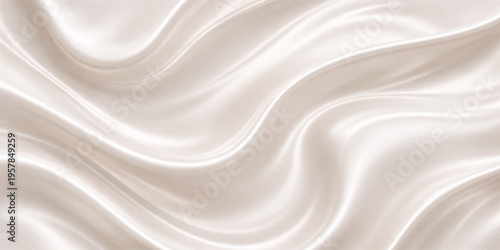 A luxury golden silk fabric background features a smooth satin texture with flowing liquid waves and soft shiny curves for an elegant textile wallpaper design