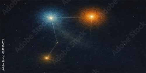 Abstract sky background with sun moon and stars glowing in a cosmic galaxy space atmosphere