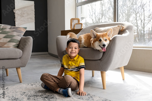 Little happy Asian boy with...