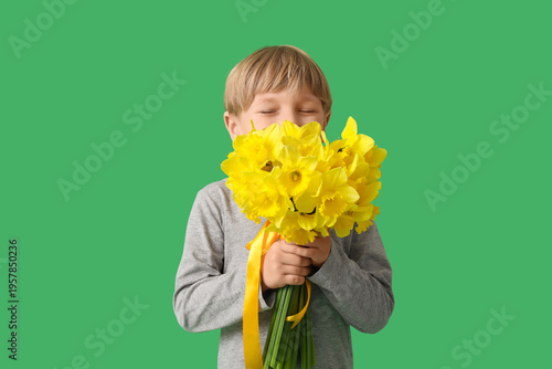 Cute little happy boy with ...