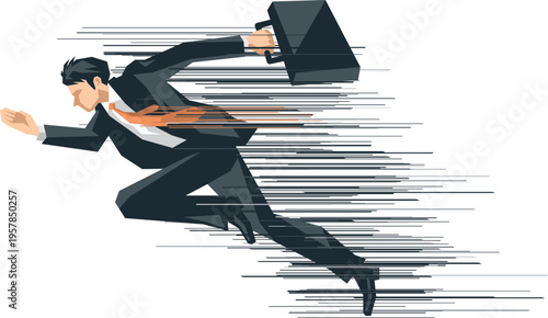 スーツ姿で走るビジネスマンのイメージイラスト