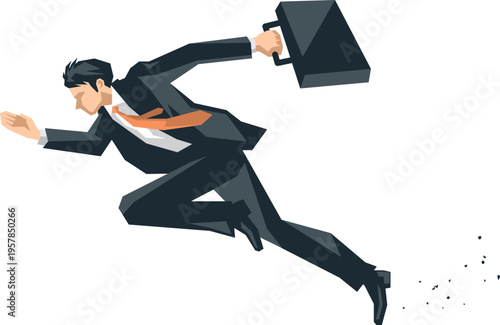スーツ姿で走るビジネスマンのイメージイラスト