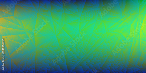 Abstract Geometric Blue Green Gradient Background With Triangular Crystal Texture And Futuristic Pattern