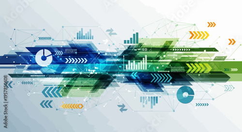 Abstract data visualization with charts and graphs on a modern digital background