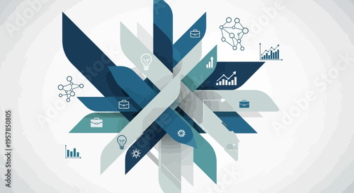 Abstract illustration of interconnected design elements on a light background