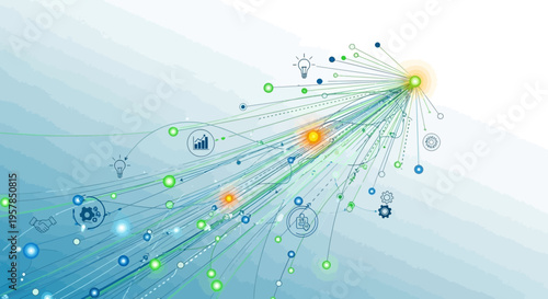 Abstract illustration of interconnected lines and nodes representing data flow