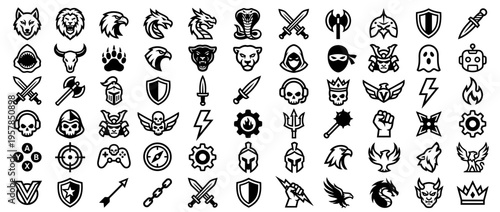 Collection of various fantasy and gaming icons and symbols.