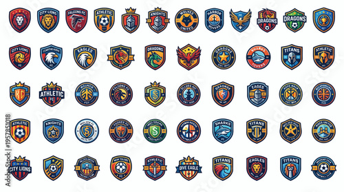 Collection of various sports team logos.