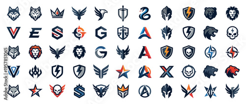 Collection of various sports team logos.